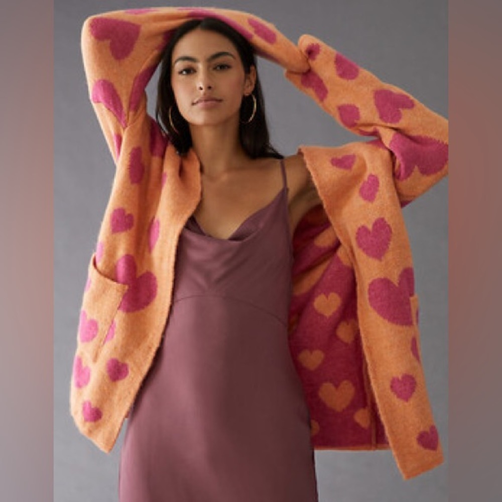 MAEVE FOR ANTHROPOLOGIE Lily Hearts Cardigan size 2X